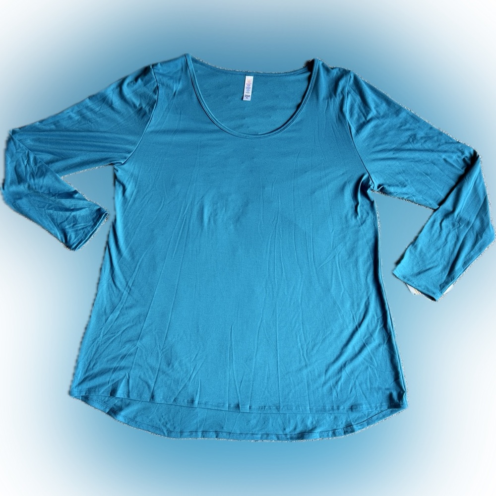 LuLaRoe Lynnae Women's Aqua Blue Long Sleeve Top